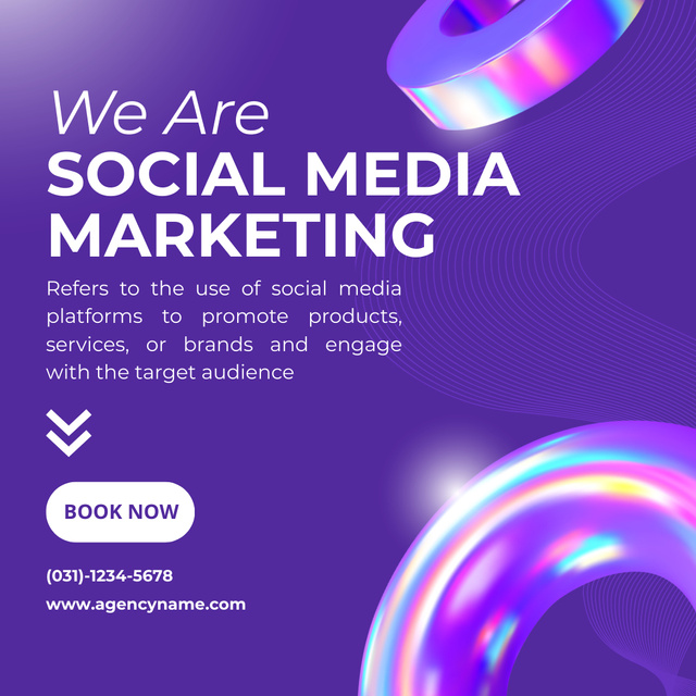 Vibrant Social Media Marketing Services With Booking Instagram AD Design Template