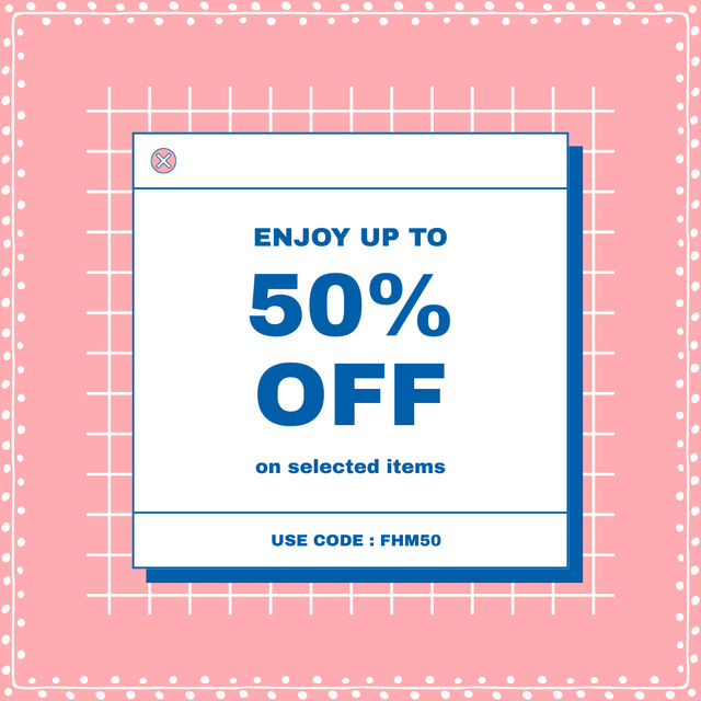Plantilla de diseño de Promo Code Offer with Discount on Selected Items Instagram AD 