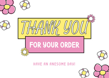 Thank You For Your Order Message with Flowers illustration Card Modelo de Design