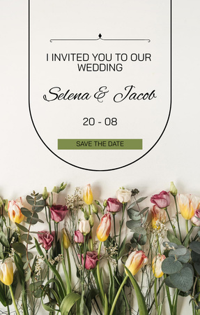 Wedding Celebration Announcement in Floral Style Invitation 4.6x7.2in – шаблон для дизайна
