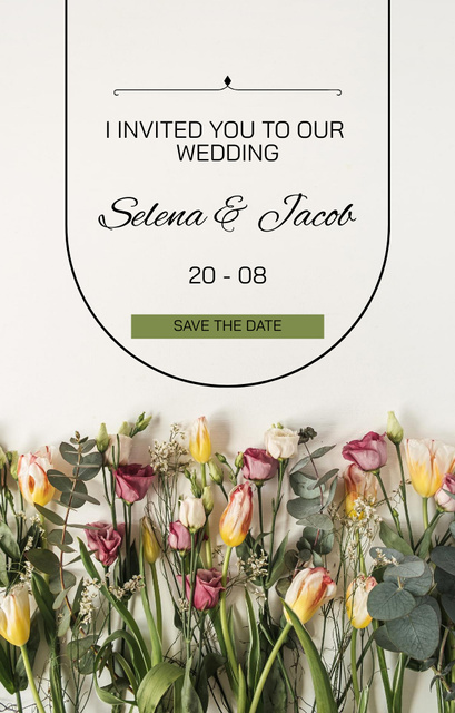 Wedding Celebration Announcement in Beautiful Floral Style Invitation 4.6x7.2in Design Template