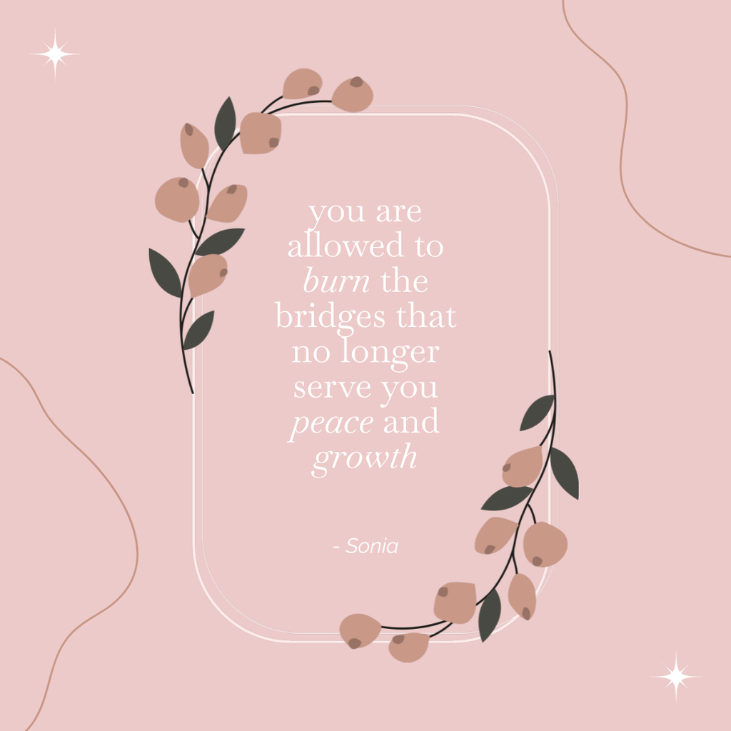 Modèle de visuel Motivational Phrase with Twigs on Pink - Instagram