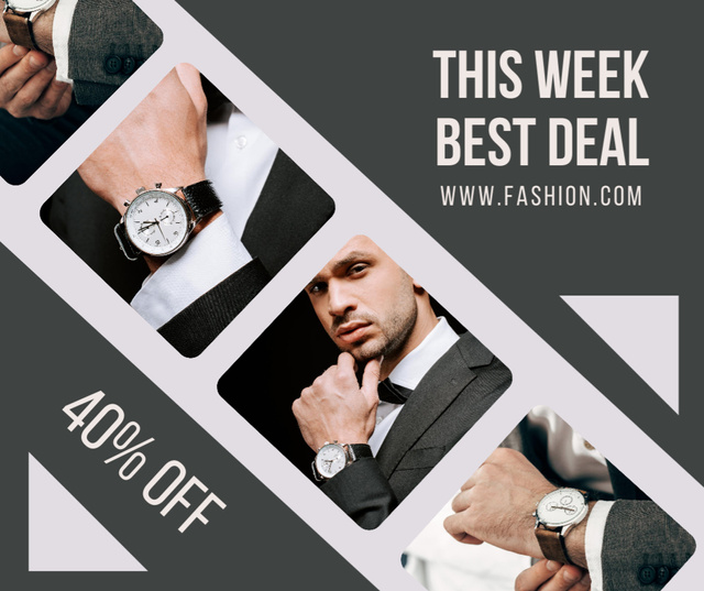 Template di design Fashion Watches Sale Ad with Man Facebook