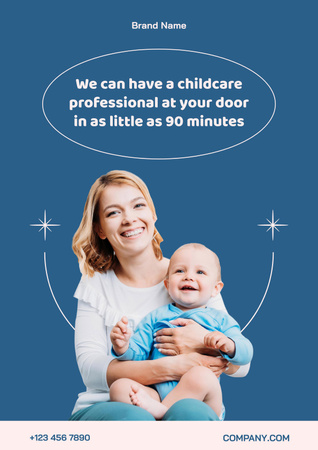 Energetic Childcare Assistance Proposal In Blue Poster Design Template