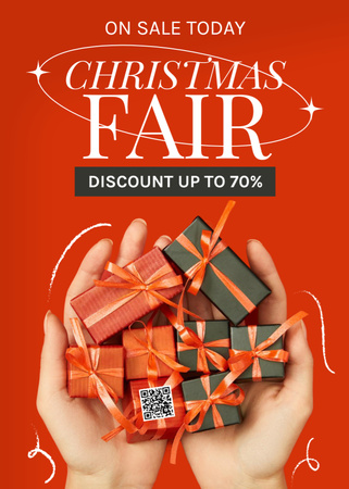 Discounts at Christmas Fair Red Flayer Design Template