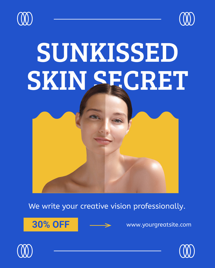 Szablon projektu Secret Skin Care Tanning Discount Instagram Post Vertical