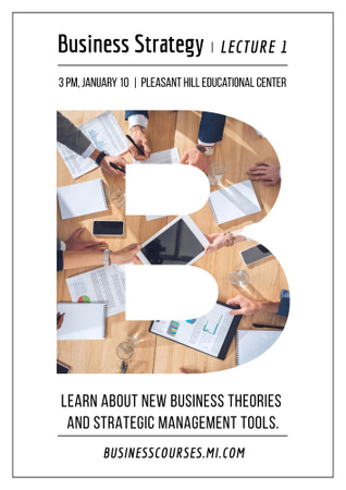 Business lecture in Educational Center Poster B2 Design Template