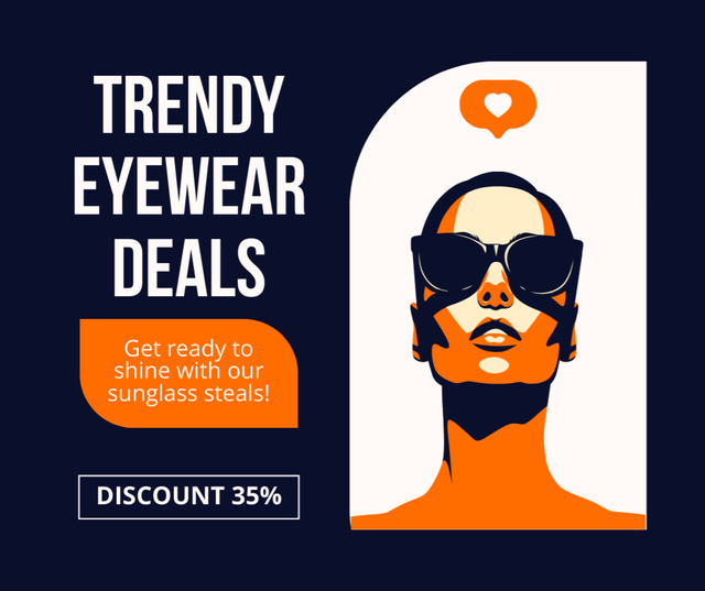 Ontwerpsjabloon van Facebook van Trendy Eyewear Deals with Discount