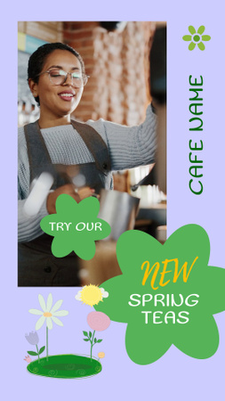 Spring Tea Making In Cafe With Happy Hours Instagram Video Story Design Template