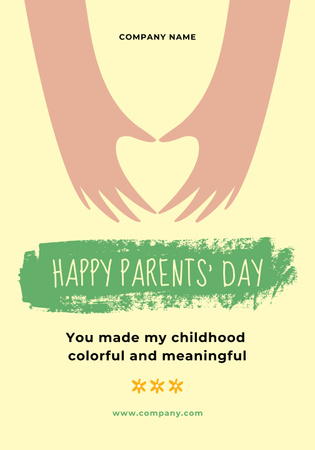 Cute Greeting with Heart on Parents' Day Poster 28x40in – шаблон для дизайна
