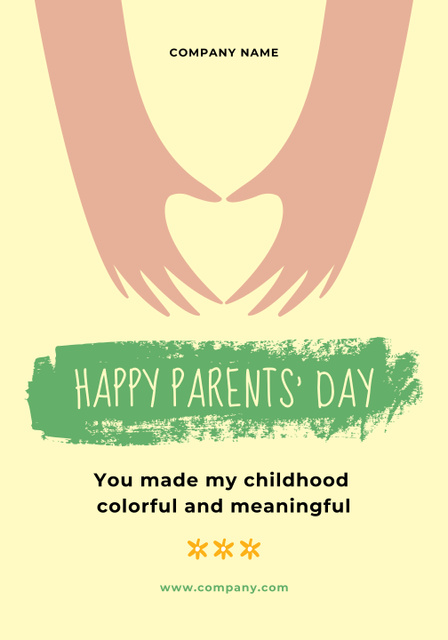 Cute Greeting with Heart on Parents' Day Poster 28x40in Tasarım Şablonu