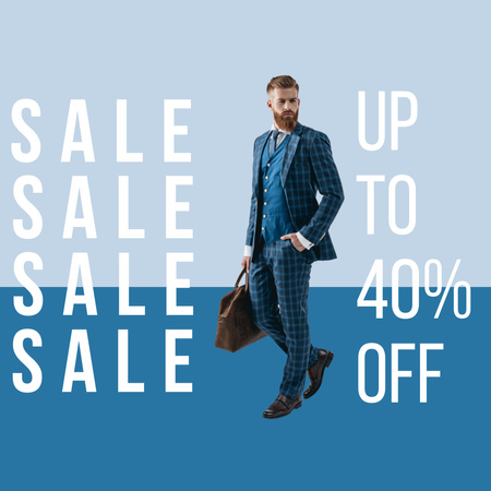 Fashion Clothes Ad with Handsome Man Instagram Design Template