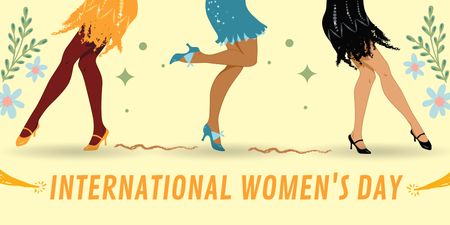 International Women's Day with Beautiful Dancing Women Twitter Design Template