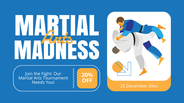 Ad of Martial Arts Class with Illustration of Fighters FB event cover Design Template