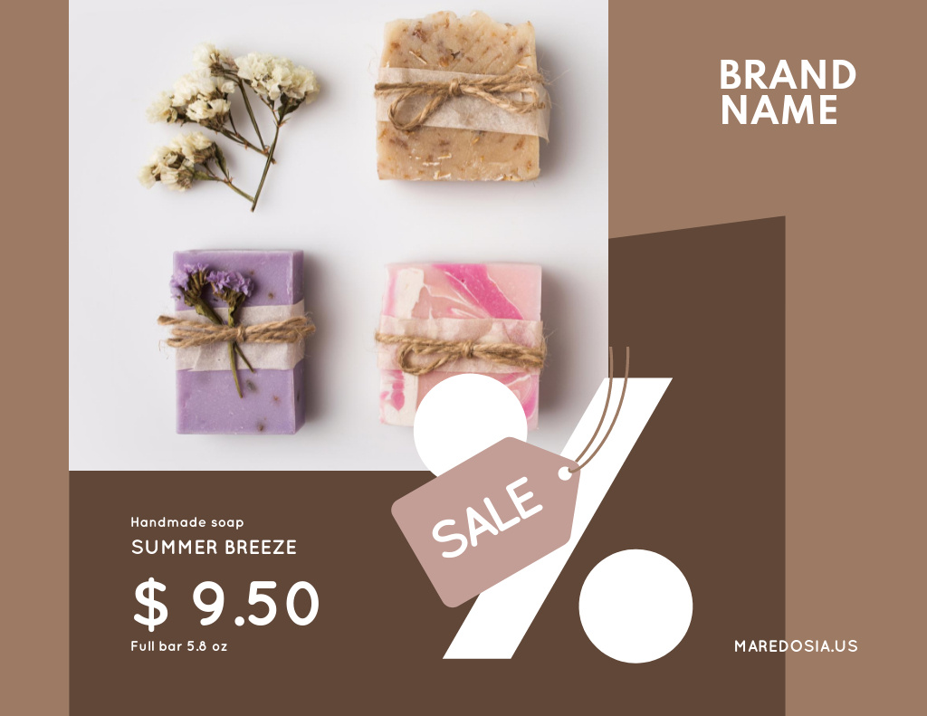 Natural Handmade Soap With Scent Sale Offer Flyer 8.5x11in Horizontal Design Template