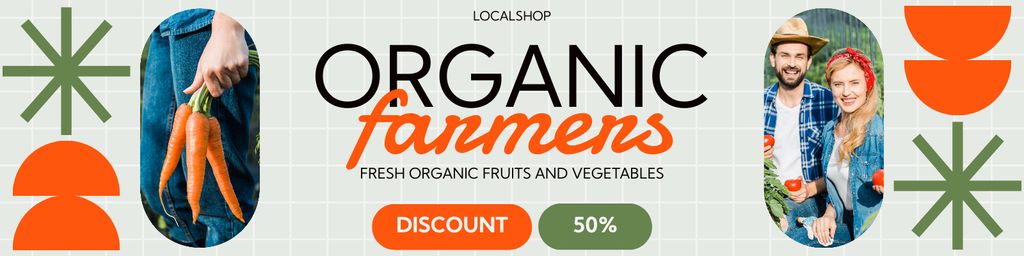 Designvorlage Discount on Organic Vegetables from Young Farmers für Twitter