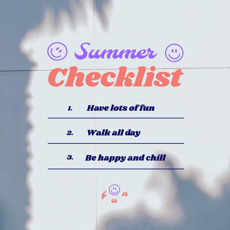 Modèle de visuel Summer Checklist Inspiration with Sunny Shadows - Instagram