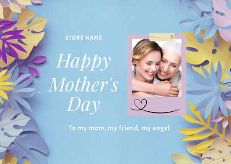 Äitienpäivätervehdys äidin ja aikuisen tyttären kanssa Postcard 5x7in Design Template