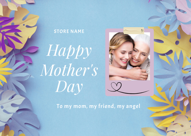 Mother's Day Greeting with Mom and Adult Daughter Postcard 5x7in – шаблон для дизайна