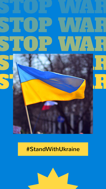 Awareness about War in Ukraine with Ukrainian Flag Instagram Story Modelo de Design
