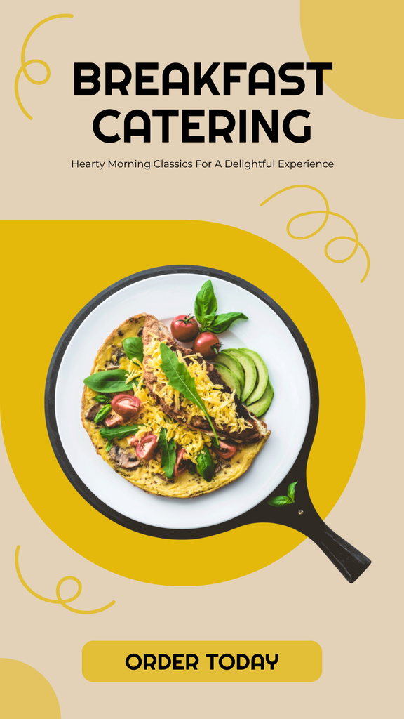 Breakfast Catering Services with Appetizing Omelette Instagram Story Modelo de Design