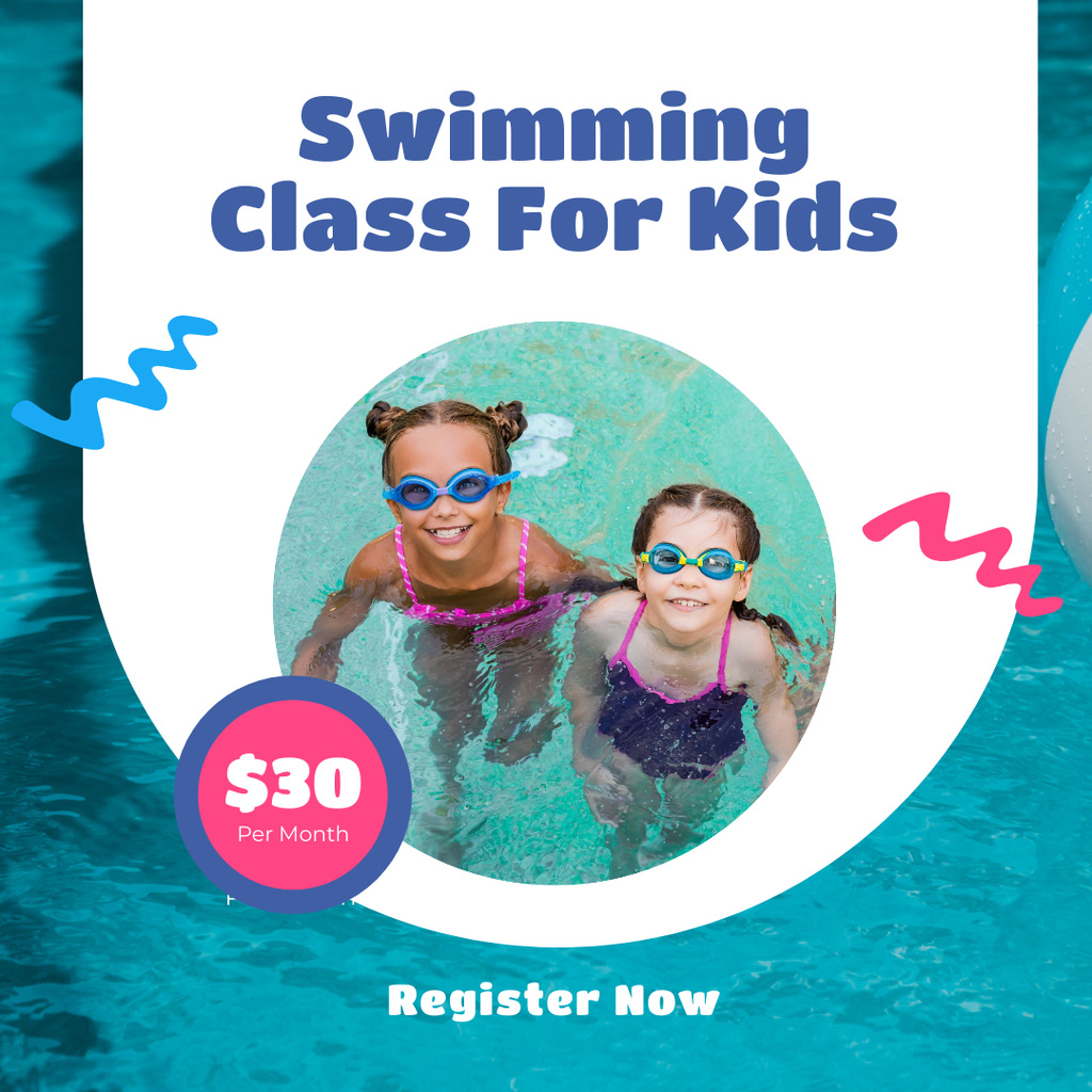 Ontwerpsjabloon van Instagram van Swimming Class For Kids