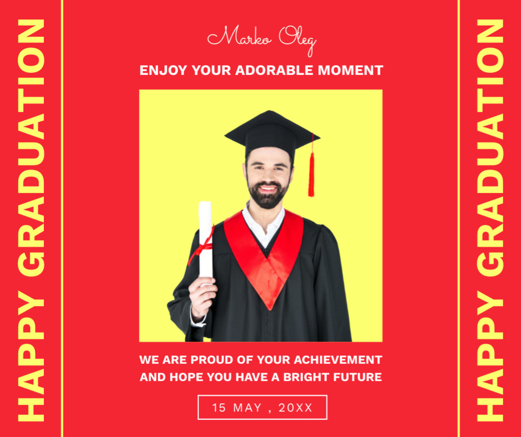 Template di design Young Student with Diploma on Red Facebook