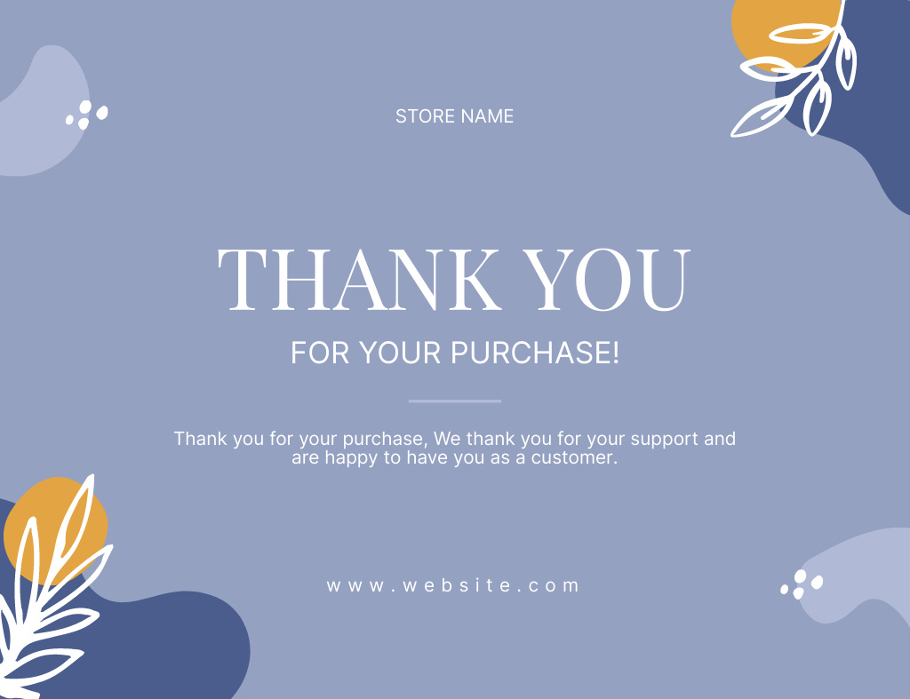 Plantilla de diseño de Gratitude For Your Order in Simple Blue Thank You Card 5.5x4in Horizontal 
