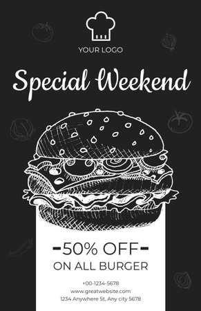Special Weekend Offer of Delicious Burger Recipe Card Modelo de Design