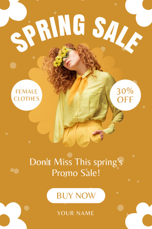 Spring Women's Collection Sale Announcement in Yellow Pinterest Design Template