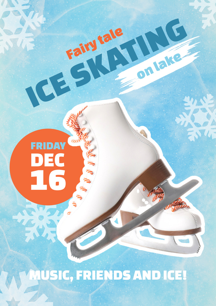 Invitation to Ice Skating on Lake Poster Design Template