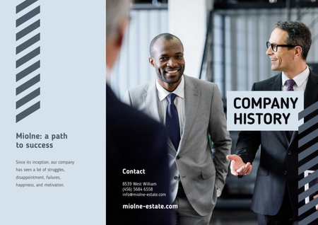 Company History Brochure with Group of Businessmen Brochure Design Template