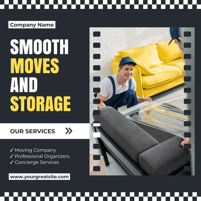 Designvorlage Moving Services with Delivers packing Sofa für Instagram AD