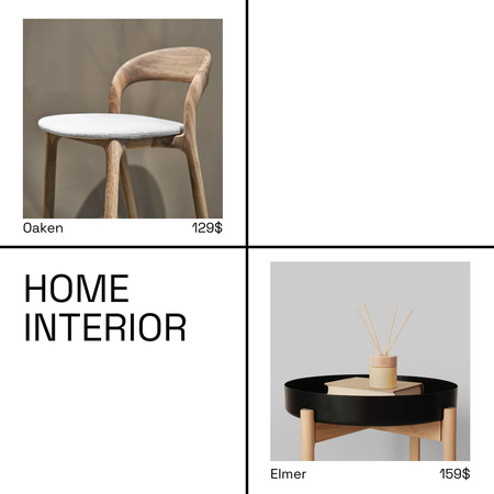 Home Interior Offer with Stylish Table and Chair Animated Post Design Template