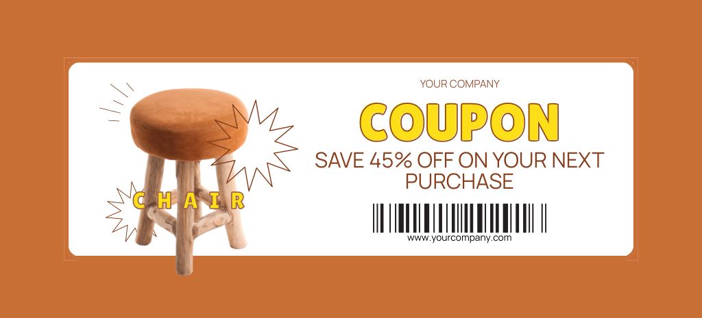 Furniture Discount Offer for Next Purchase Coupon 3.75x8.25in Design Template