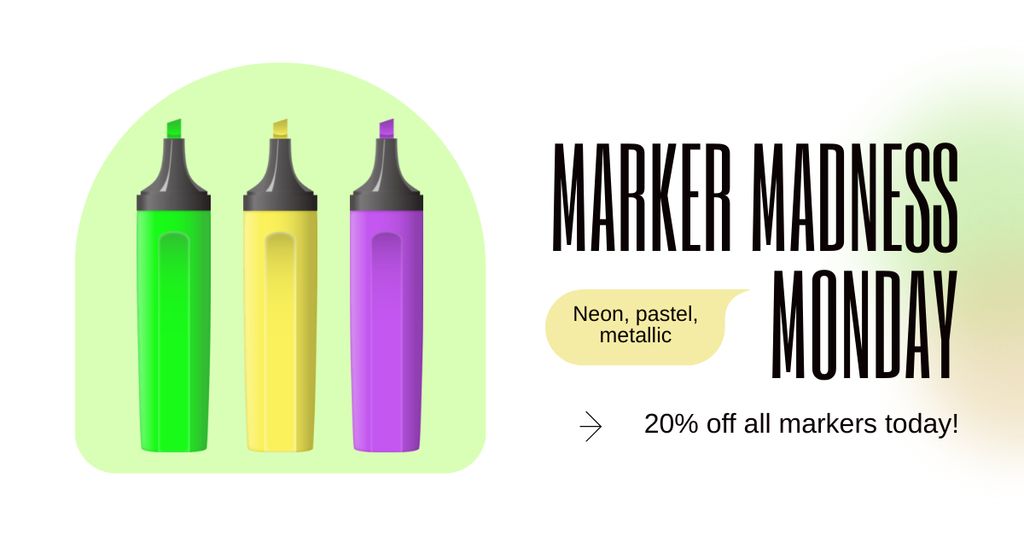 Product Markdowns On Markers At Stationery Store Facebook AD Modelo de Design