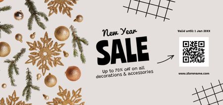 New Year Holiday Sale with Alarm Clock Coupon Din Large Design Template