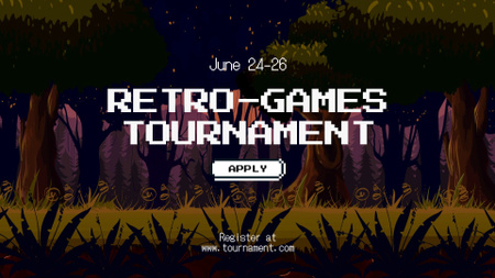 Retro Games Tournament Announcement FB event cover Design Template