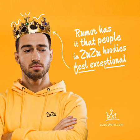 Plantilla de diseño de Fashion Ad with Funny Man in Crown Animated Post 
