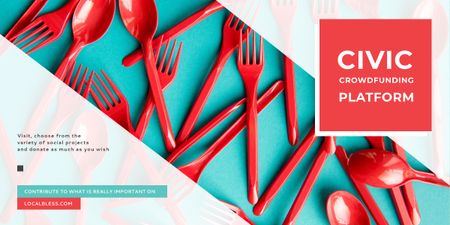 Crowdfunding Platform Red Plastic Tableware Image Design Template