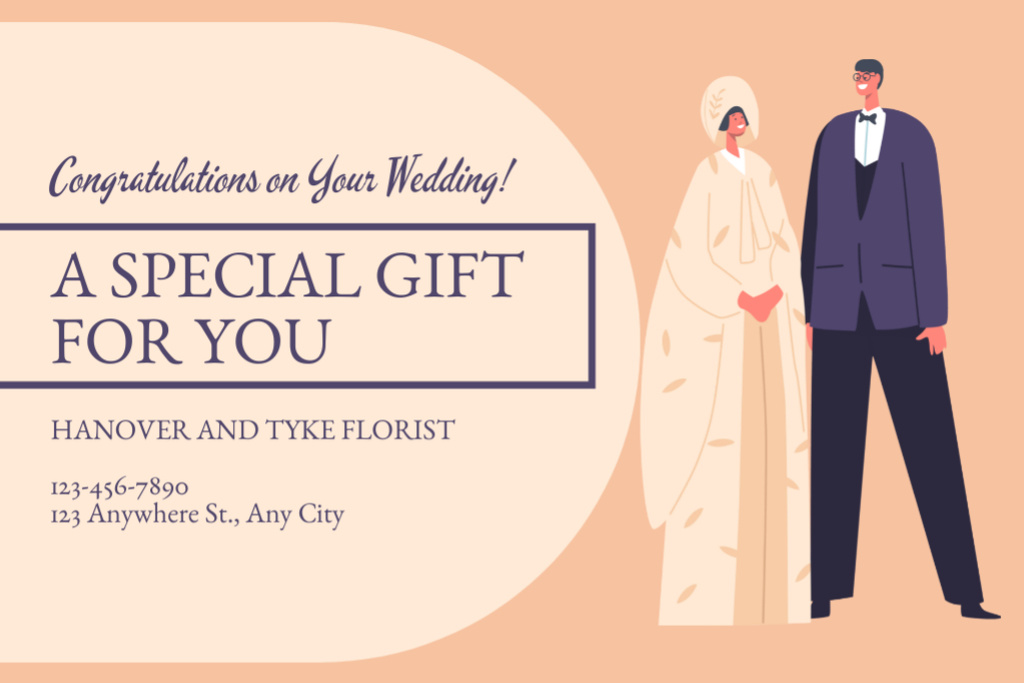 Florist Special Offer with Wedding Couple Gift Certificate Design Template
