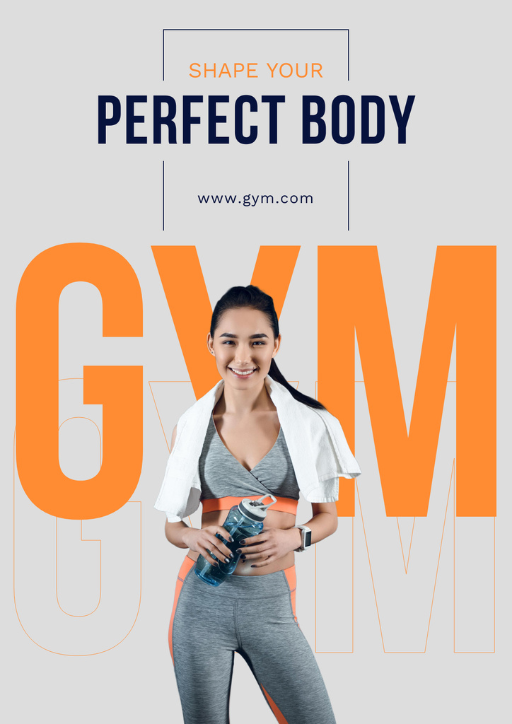 Gym Promotion with Young Woman Poster Tasarım Şablonu