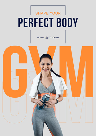 Plantilla de diseño de Gym Promotion with Young Woman Poster 