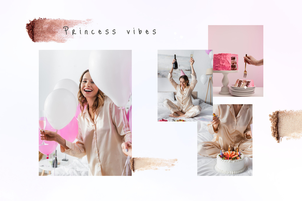 Exciting Birthday and Holiday Festivities With Cake Mood Board Πρότυπο σχεδίασης