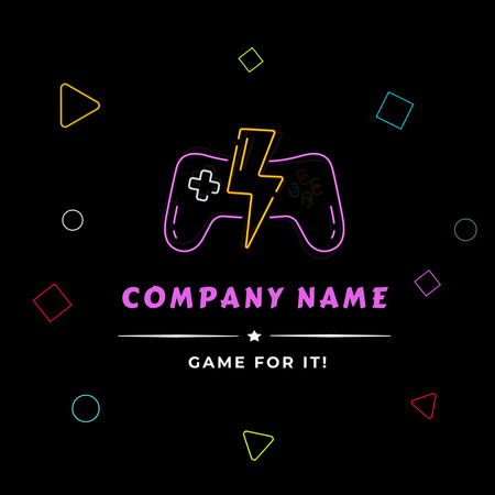 Ícone neon do controlador do console Animated Logo Modelo de Design
