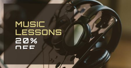 Music Lessons Discount Offer Facebook AD Šablona návrhu