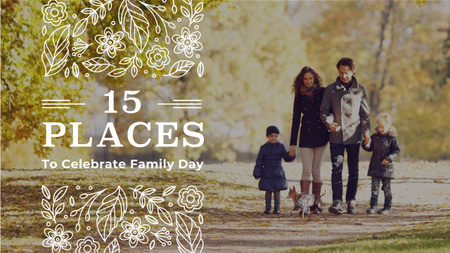 Family Day Greeting Parents with Kids on a Walk Youtube Thumbnail Design Template