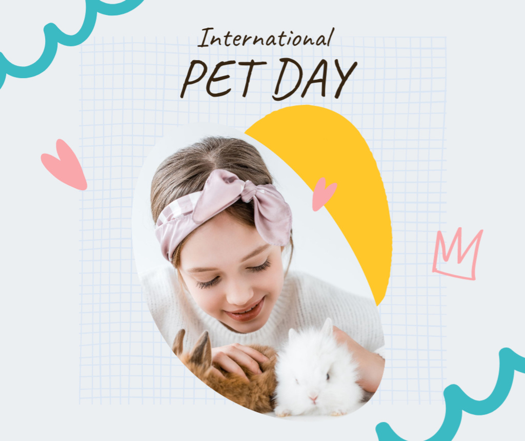 Happy International Pet Day with Little Girl Facebookデザインテンプレート