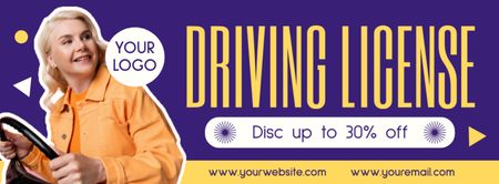 Top-Notch Driving School And License With Discount In Purple Facebook cover Design Template