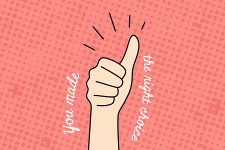 Platilla de diseño Thumbs Up Gesture on Pink Postcard 4x6in